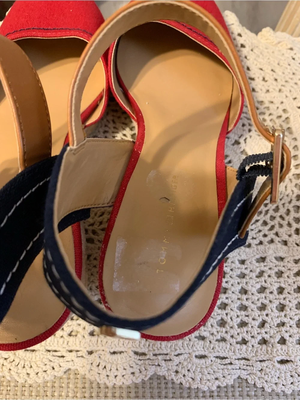 Tommy Hilfiger Red Canvas Nilsa Espadrille Wedge Sandals size 7 1/2